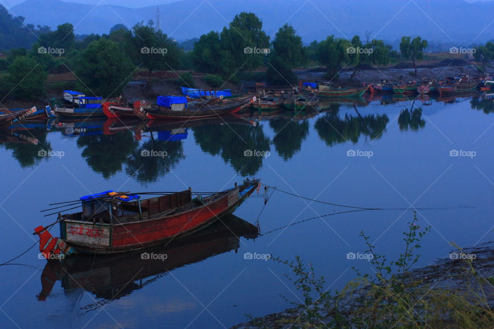 a boat at the river