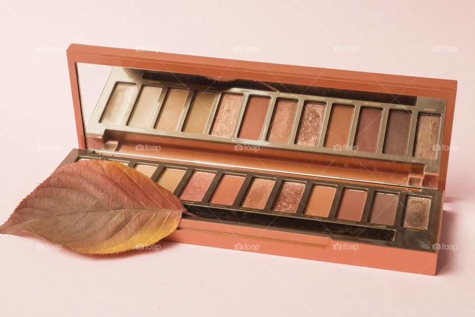 Autumn leaf and eye shadow palette