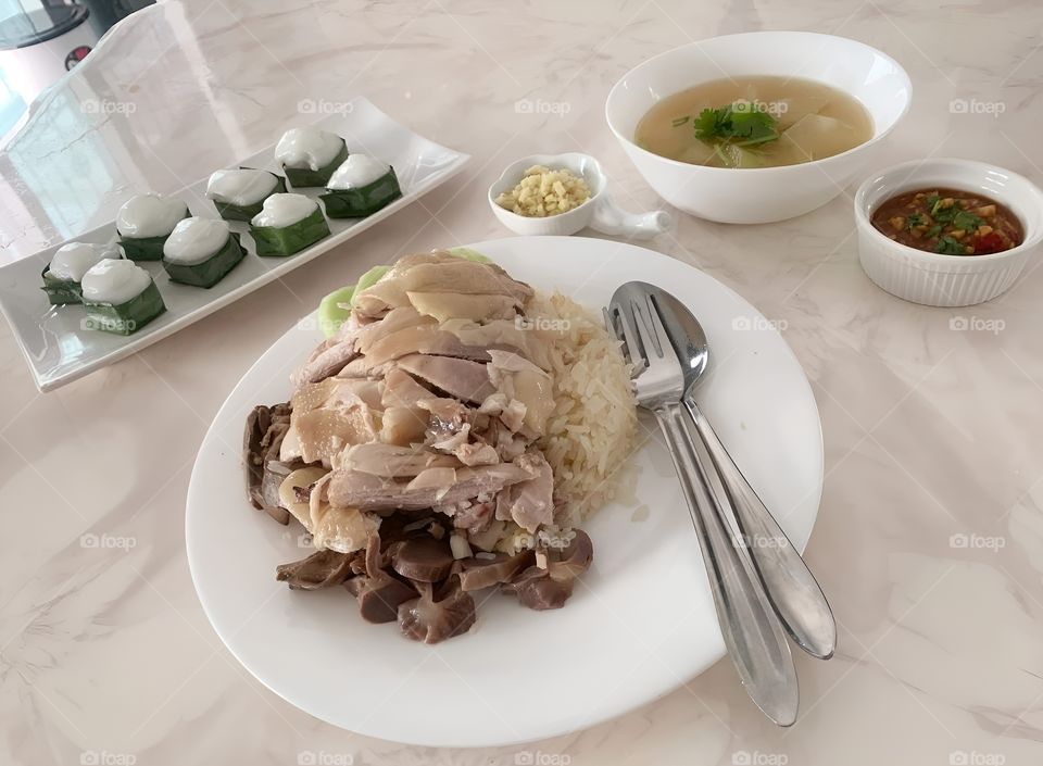 chicken with rice thai and Singapore local food