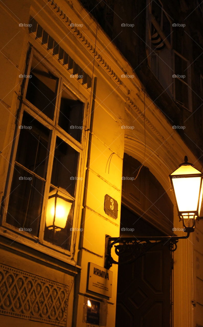 Old lantern and it's reflection