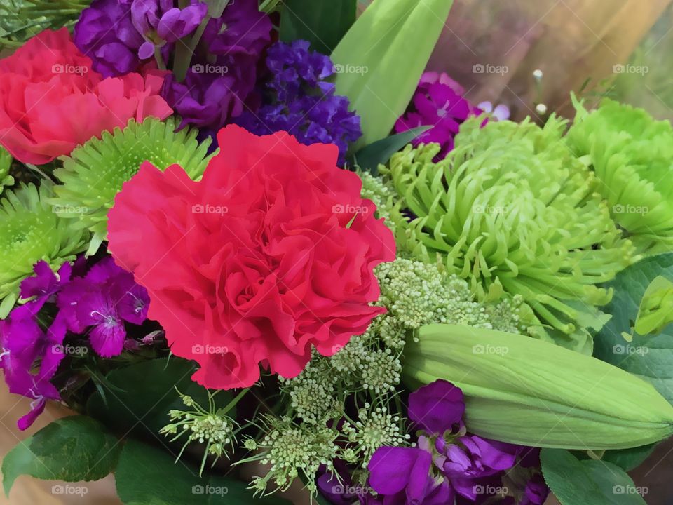 Festive multicolored flower bouquet.