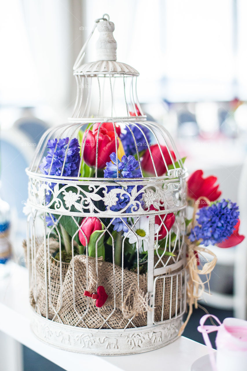 Wedding cage with flowers