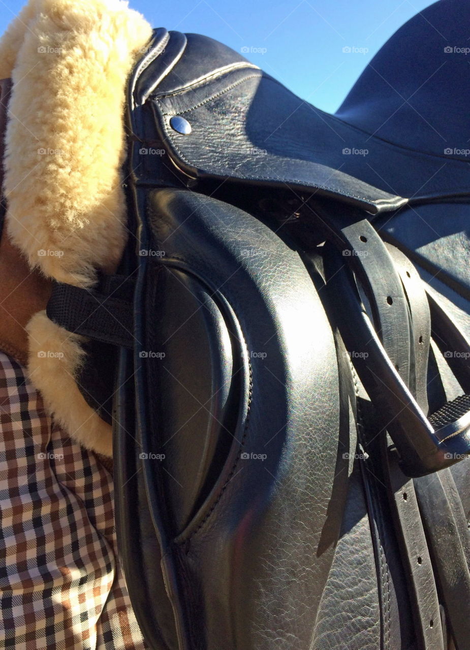 Close up of a horse saddle