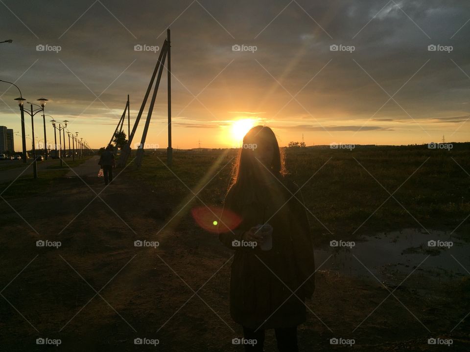 Girl and sunset 