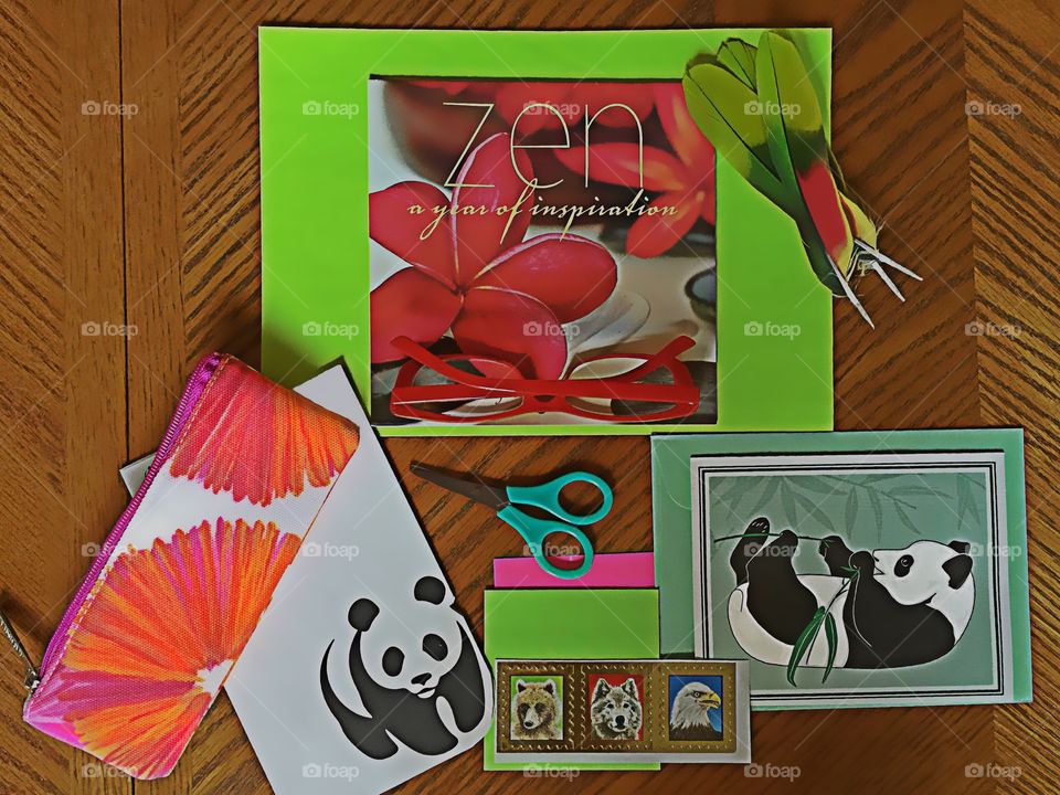 Flat lay of a festive crafting table.