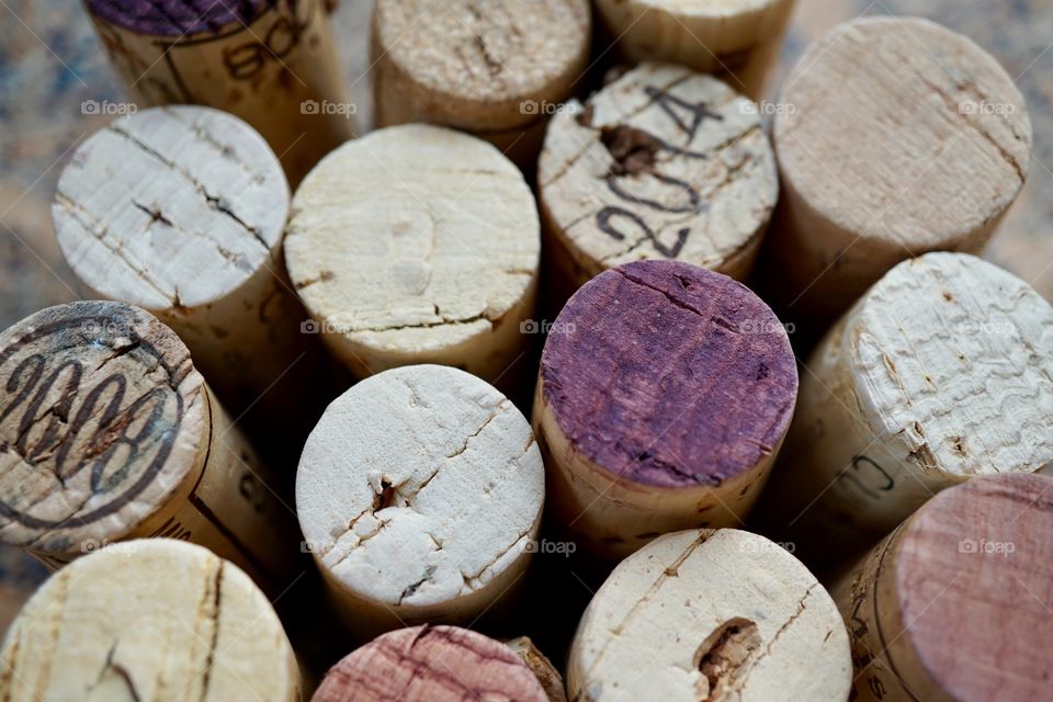Wine Corks with a clash of wine stains
