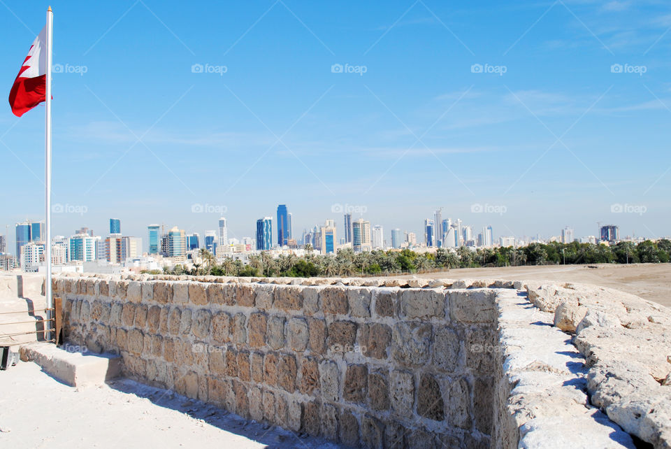 Bahrain fort cityscape