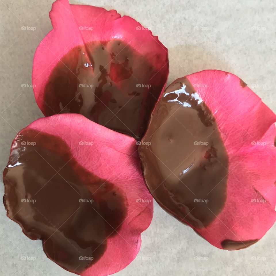 Chocolate covered rose petals 