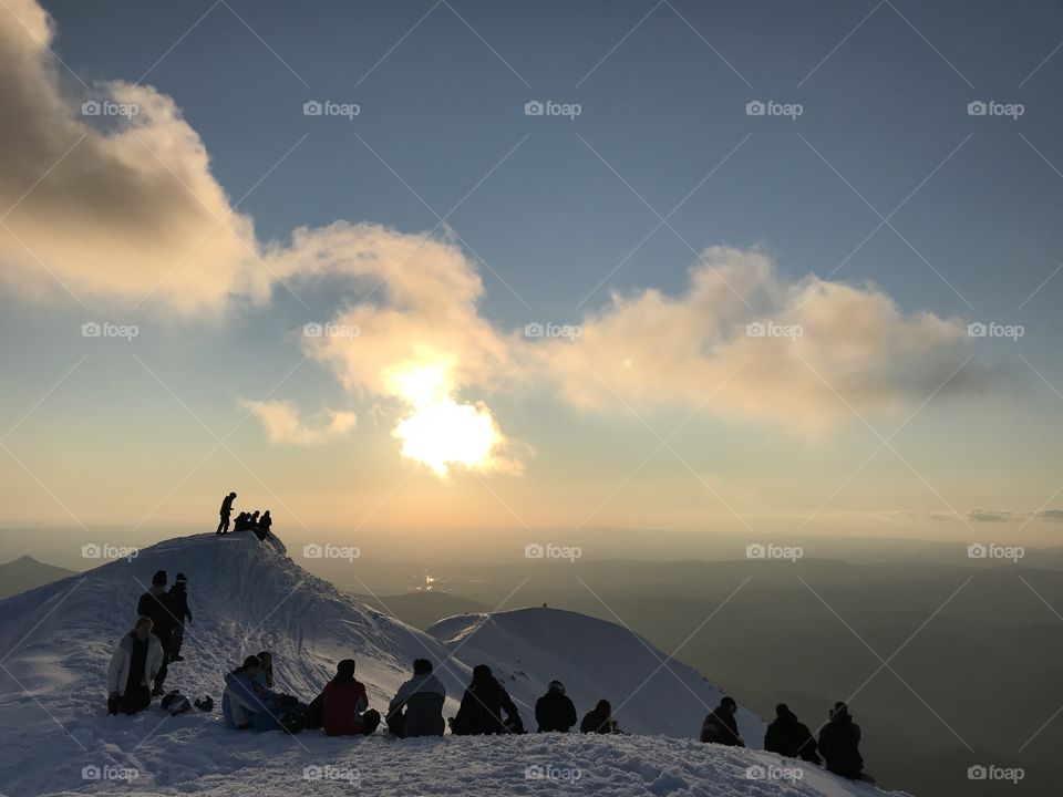Friends on the summit for sunset