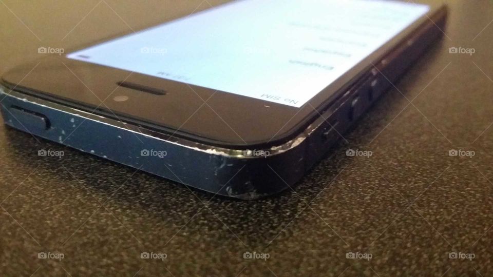Closeup of a damaged iPhone 5S