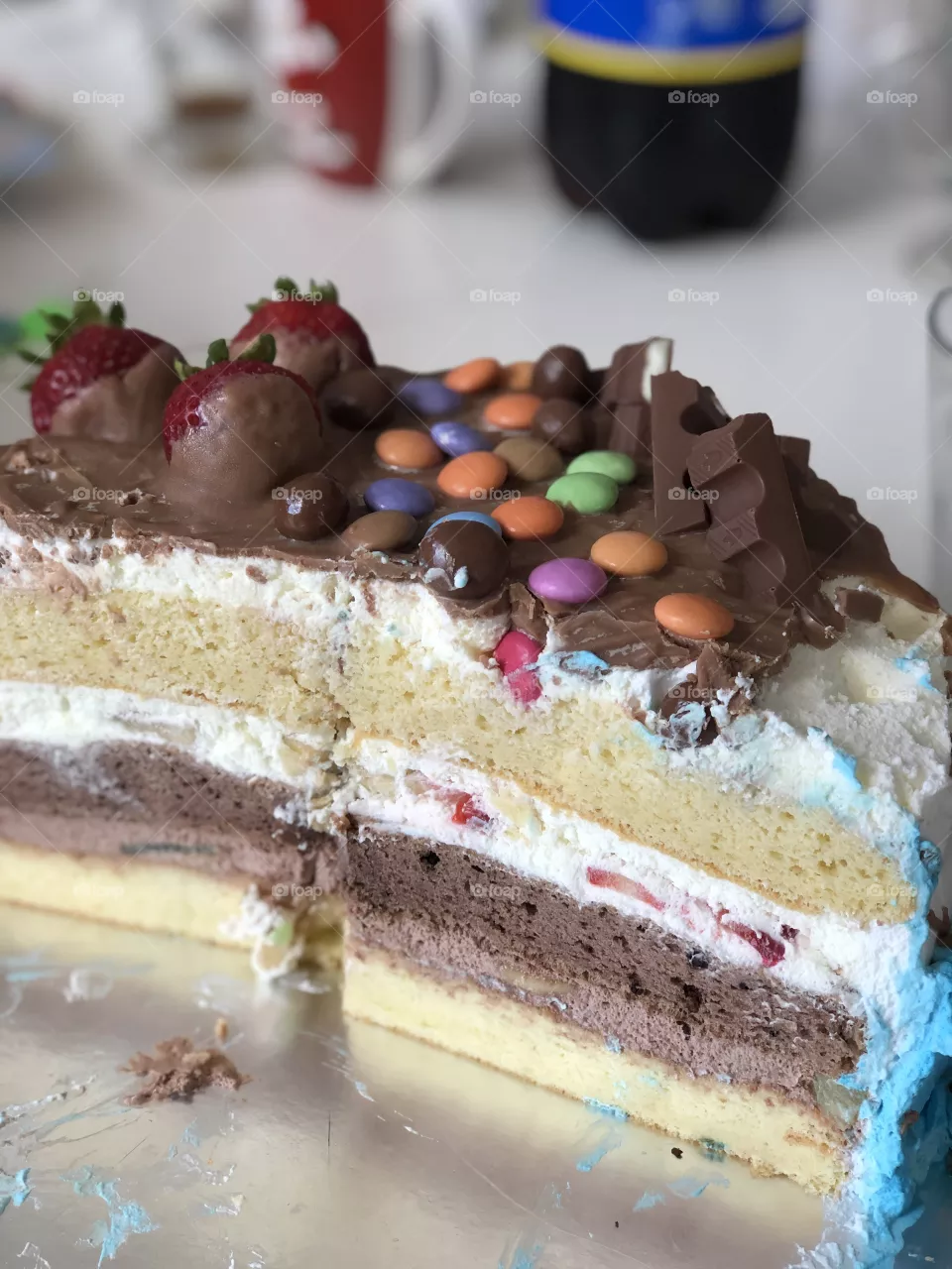 chocolate cake with candys