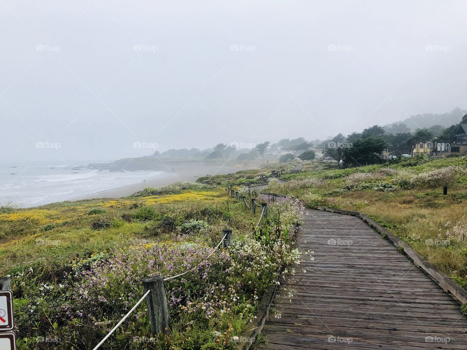 Boardwalk trail along the beach - Cambria CA 