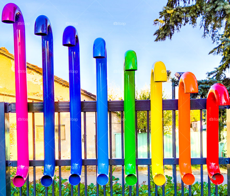Rainbow fancy fence