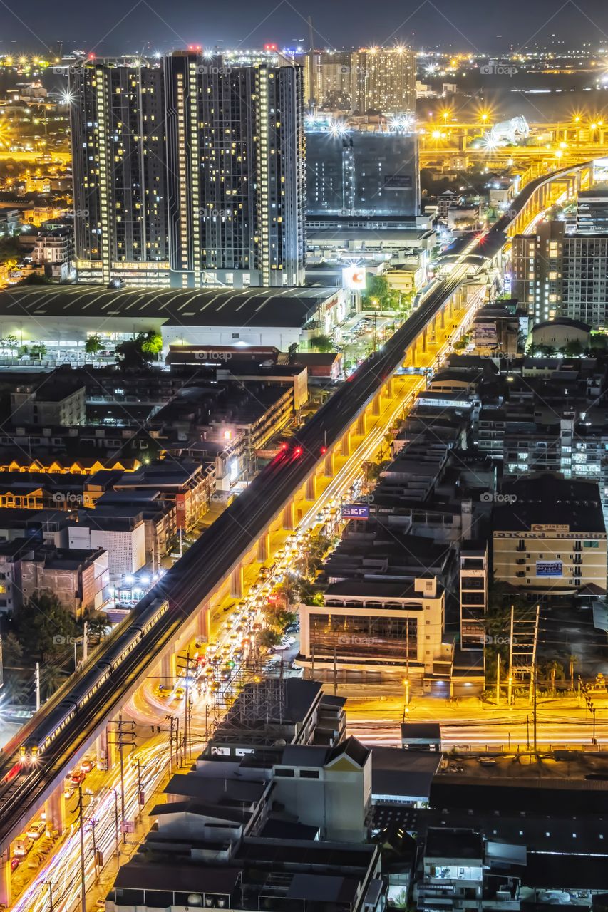 Light on road when rush hour in Bangkok Thailand