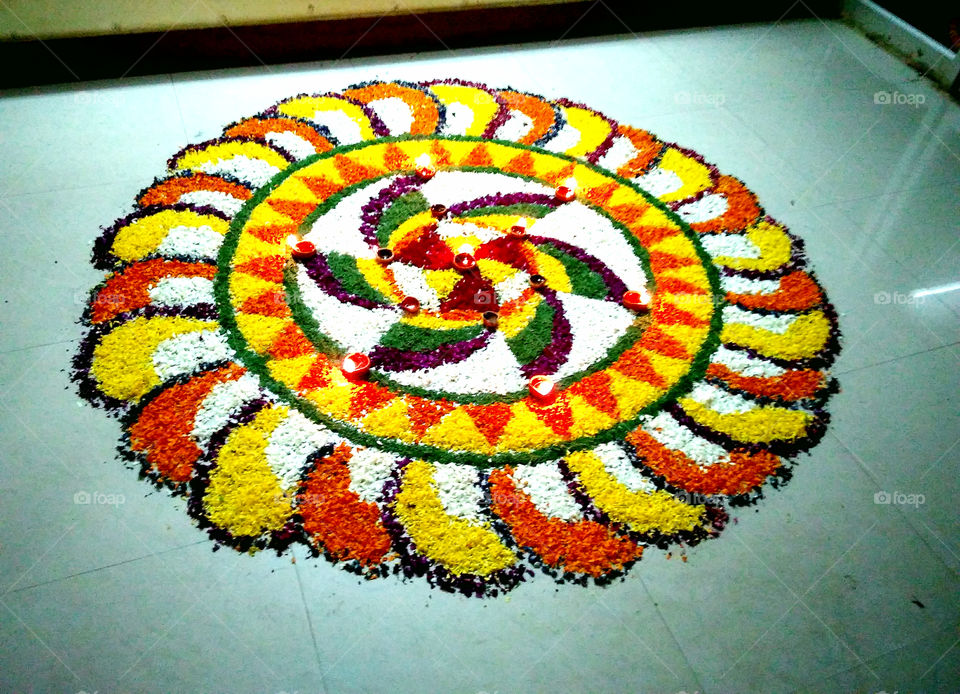 A Colorful RANGOLI. Clash of colors.