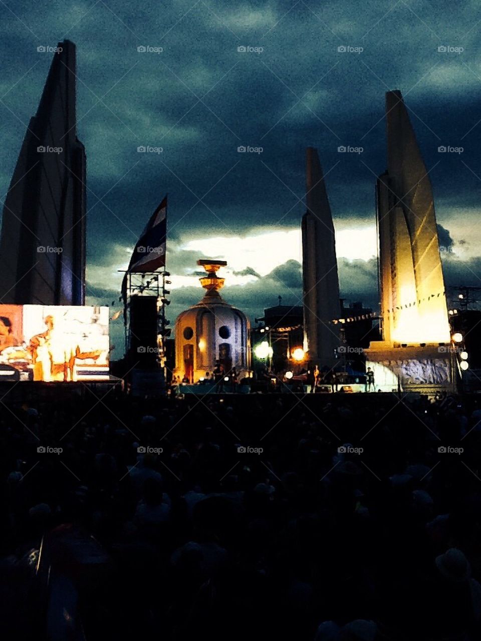 Assembly in Thailand at democracy monument