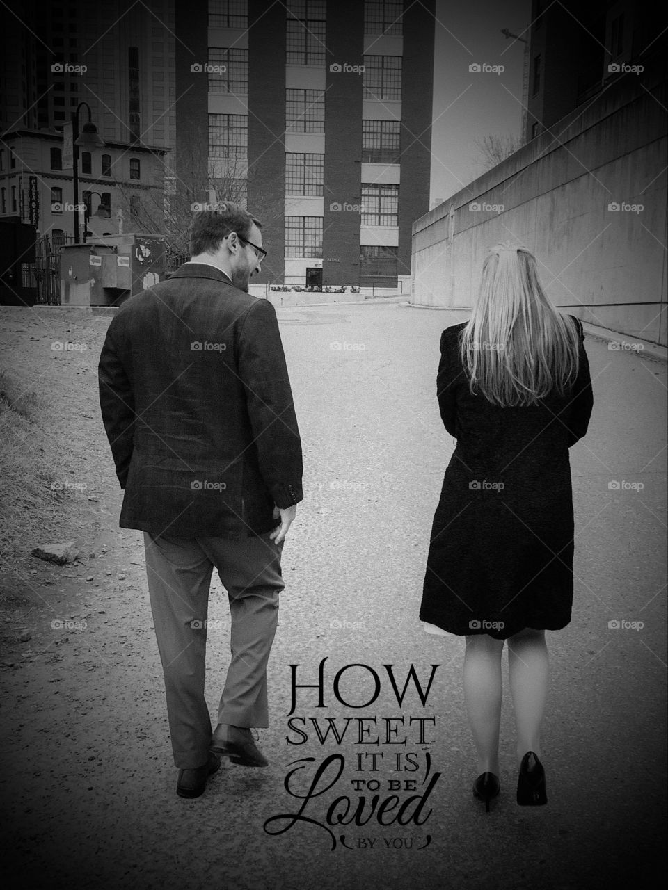 Couple in love walking in the city