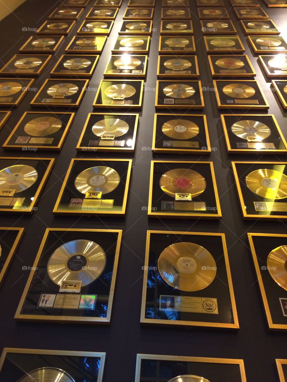Hard Rock Casino and Hotel famous wall of gold records by all recording artists.   
