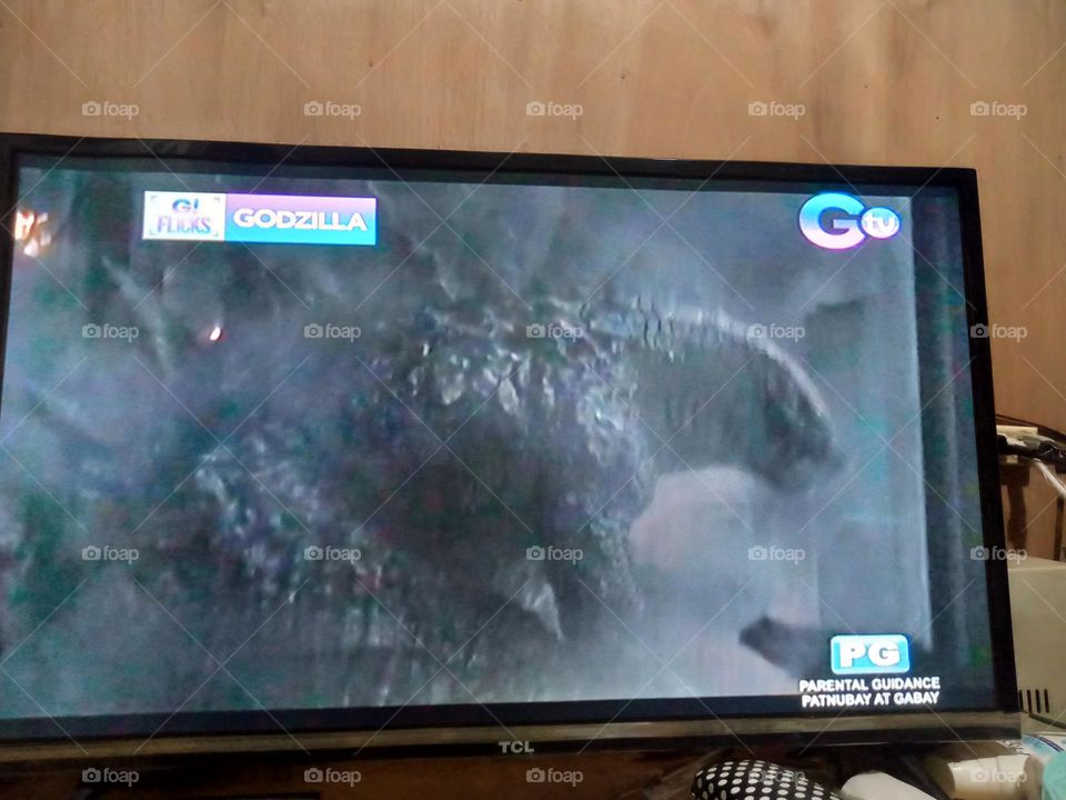 WATCHING MOVIE,, GODZILLA,, THIS IS HOW IT LOOKS ON SIDEWAYS,  IT HAS NUMEROUS SPIKES ON ITS BACK,