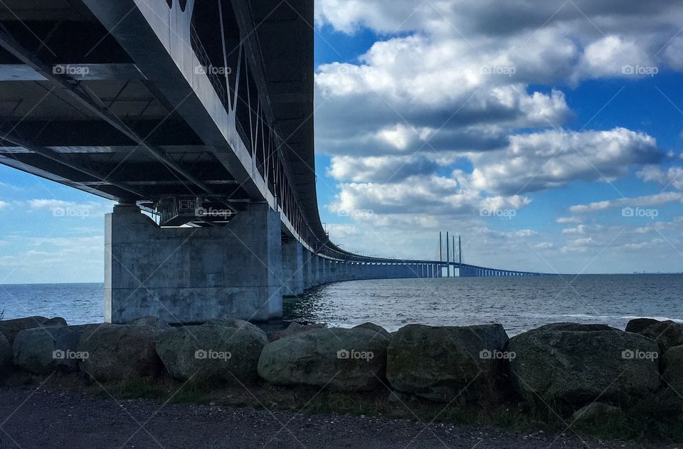 Öresunds bridge in Malmö crossing over to Copenhagen Denmark.