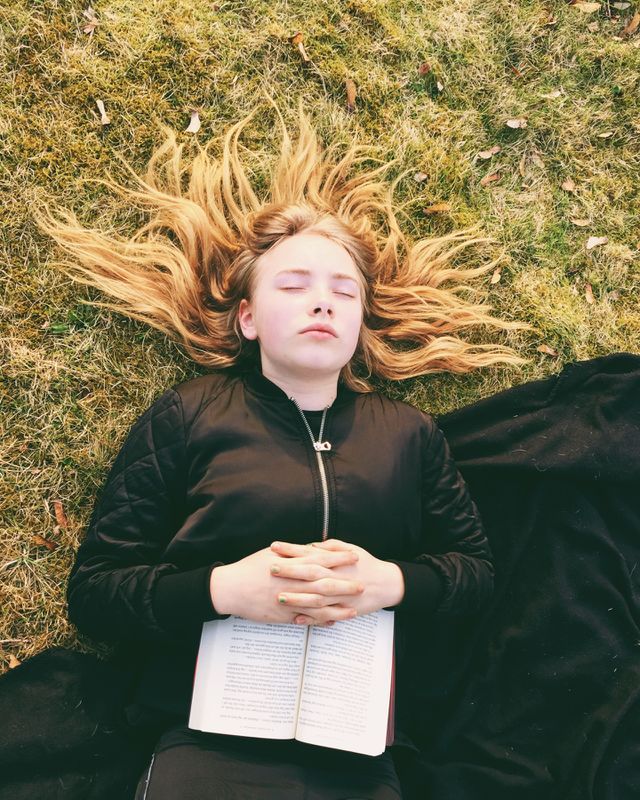 Girl relaxing in the park