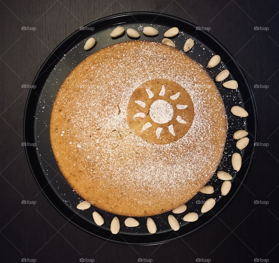 Homemade carrots and almonds cake 