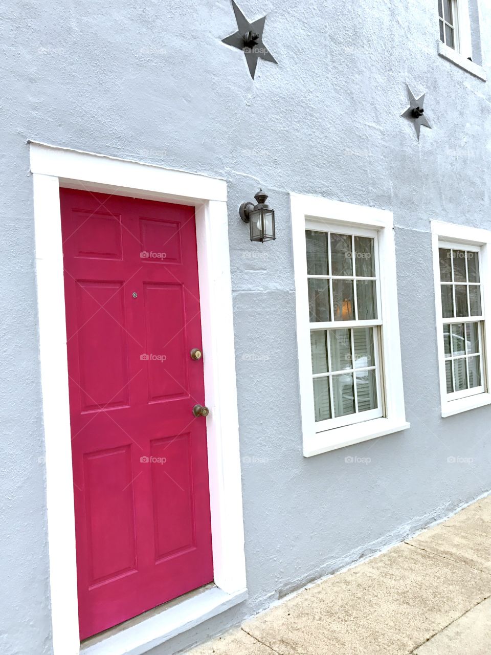 Pink Door White Windows