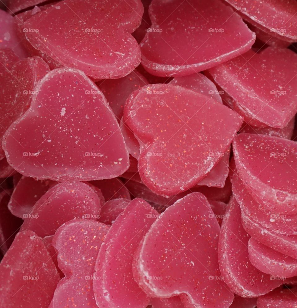 Full frame of heart shape candy