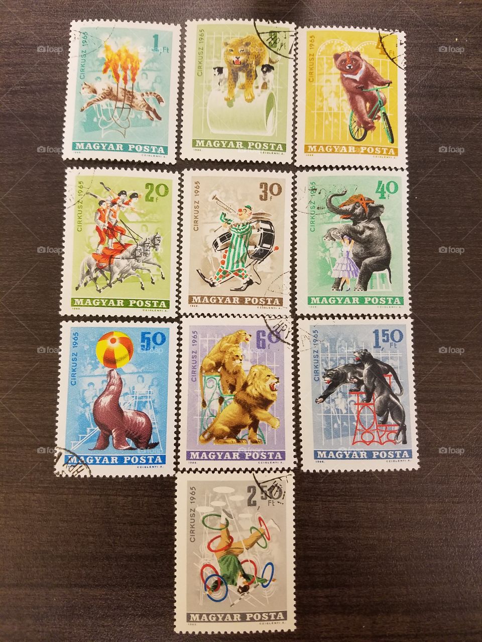 stamps from Hungary, postage, circus