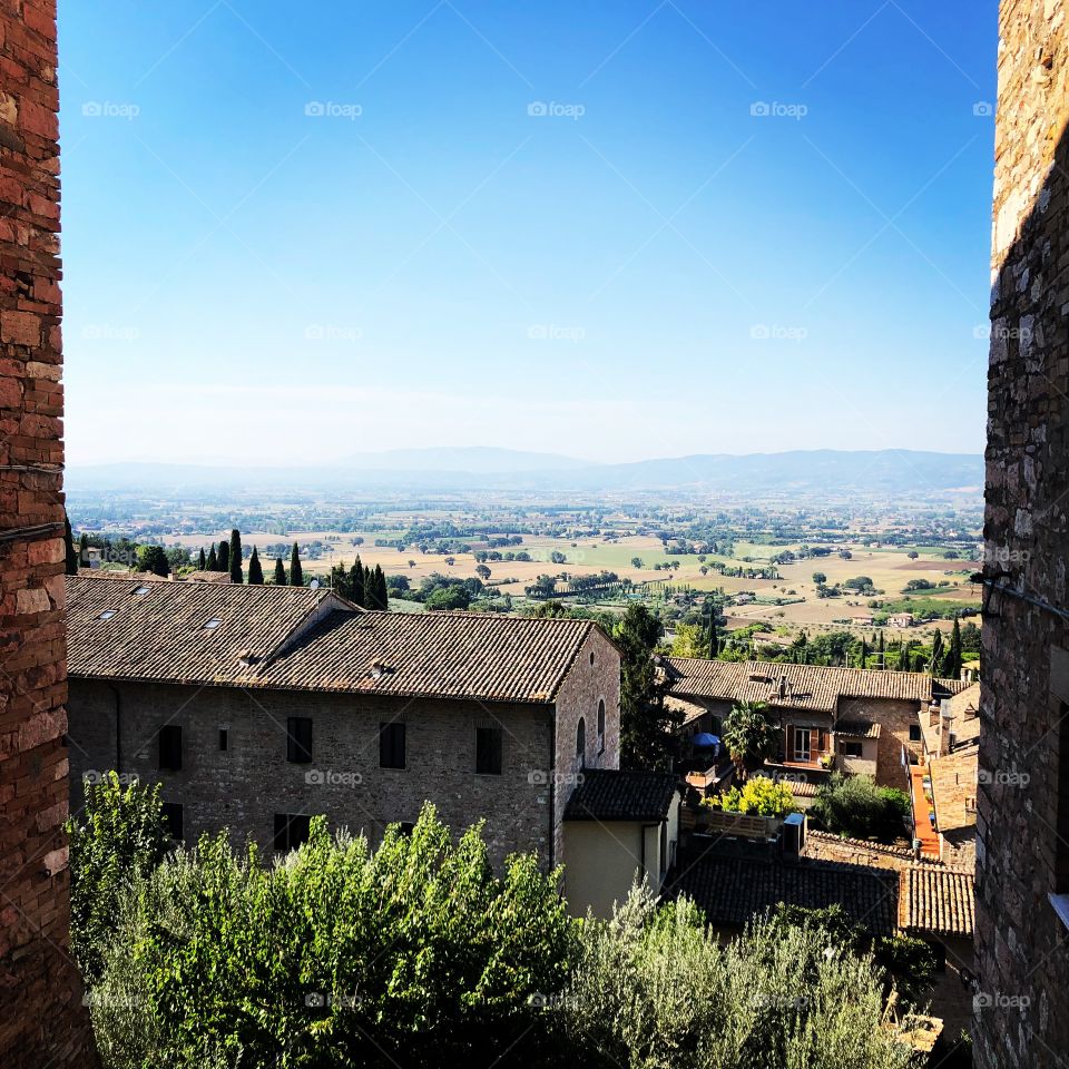 Assisi landscape, a beautiful view of Italian hills of Umbria