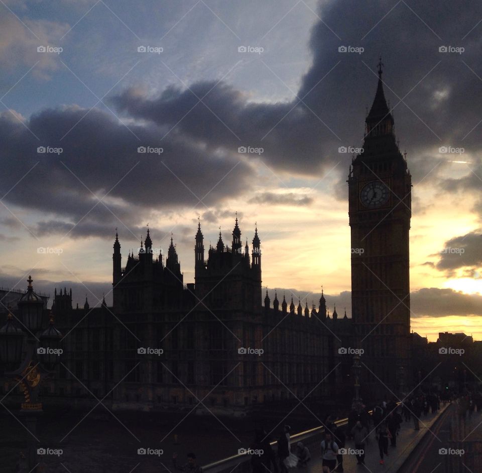 London, westminster bridge at sunset