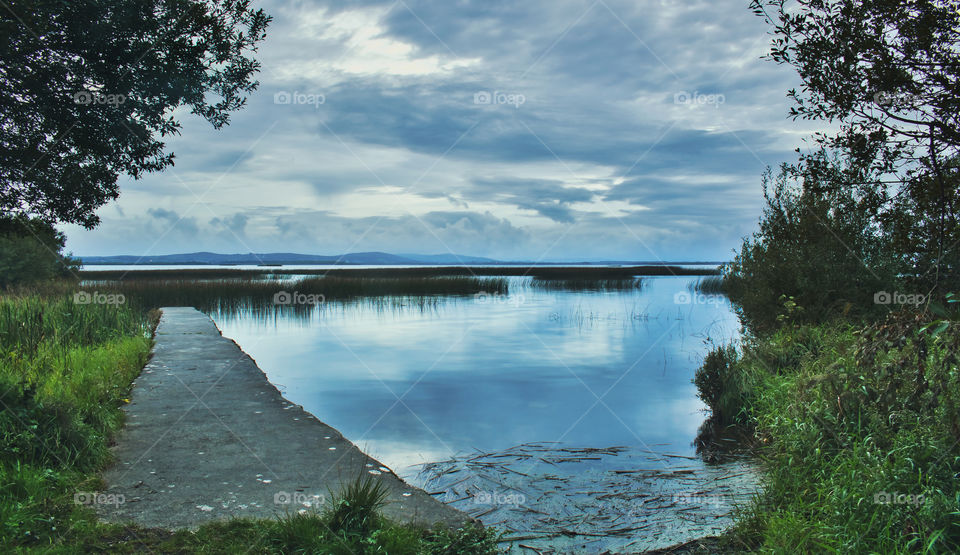 Dramatic sky over Corrib lake at Galway, Ireland