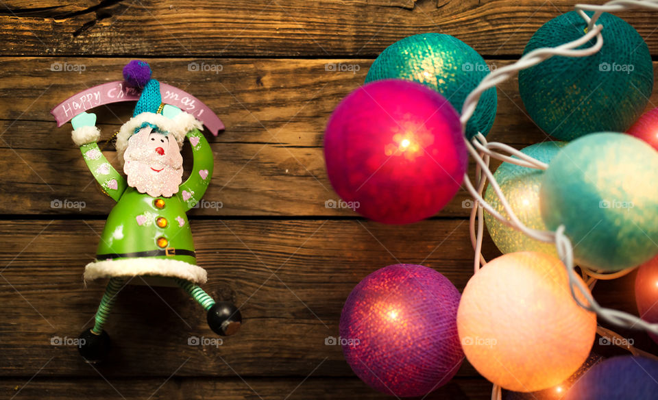 High angle view of shiny Christmas bauble