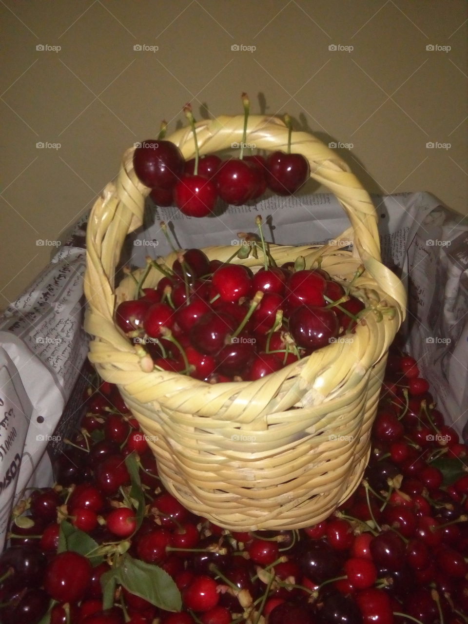 cherry in basket