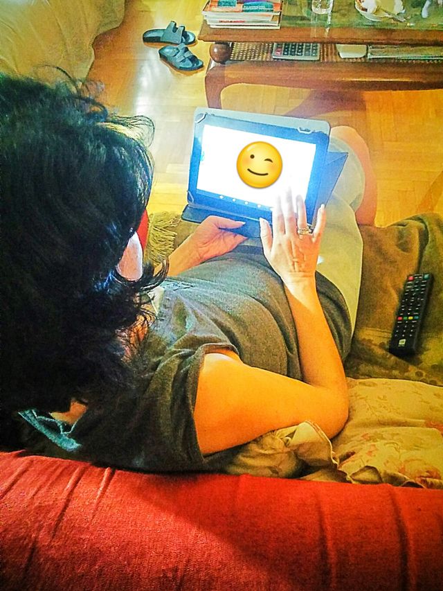 working with tablet