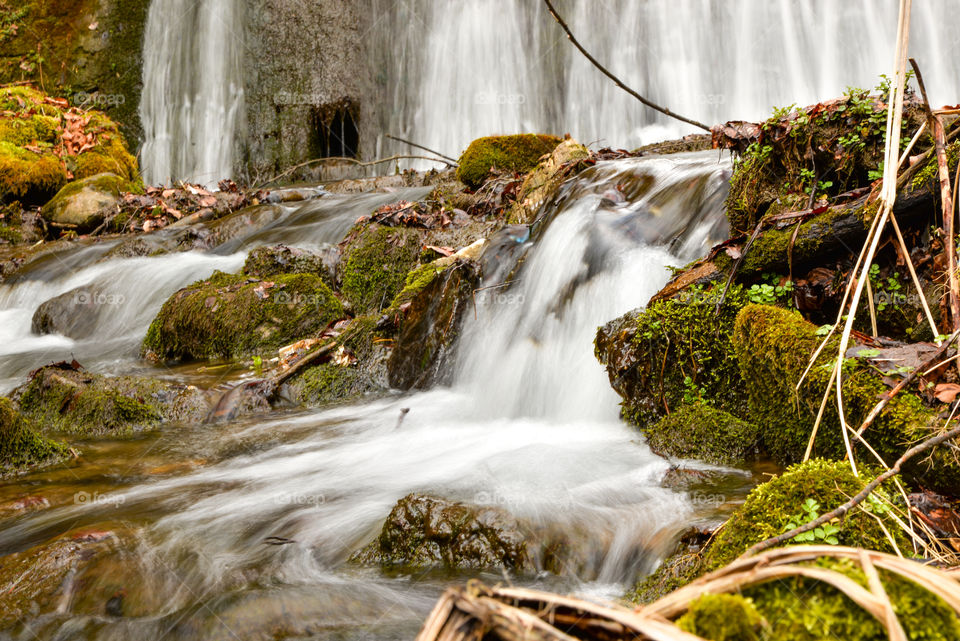 Scenic view of waterfall