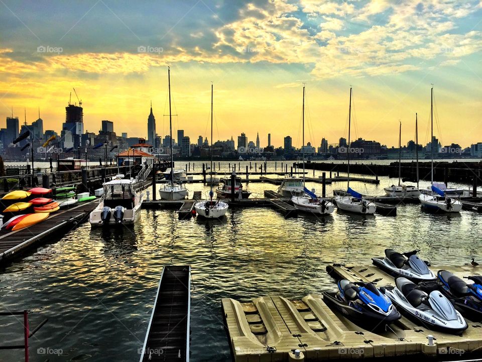 Sunrise on the Hudson River. Sunrise on the Hudson River, New York City. iPhone 6