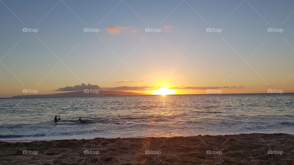 Sunset from the Kamaole beach, Big Island, Hawai'i, USA