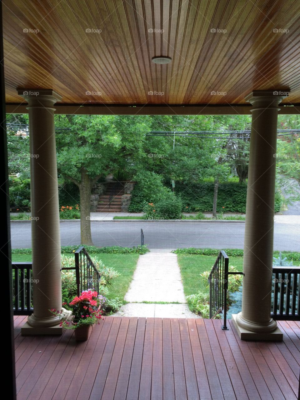 View from a front porch in the summer