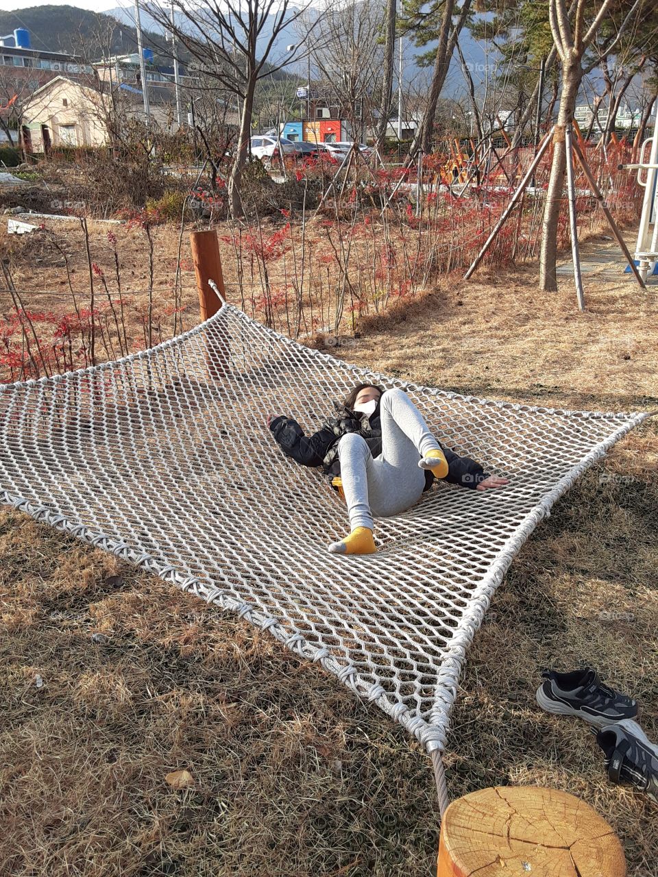 she's enjoying  it just like her own home.