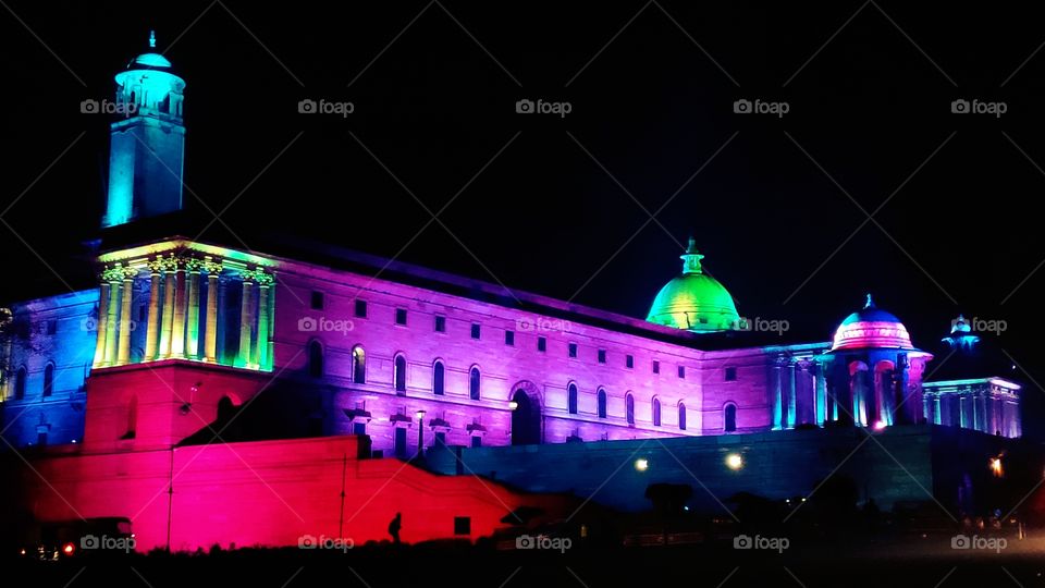 Art, balance and brightness of a building can also occur at night, and show a different character of the structure. Colorful and imponent Presidential Palace.