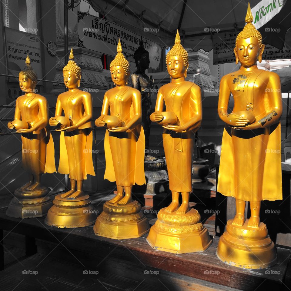 Standing buddha statu. Standing buddha statu, Thailand
