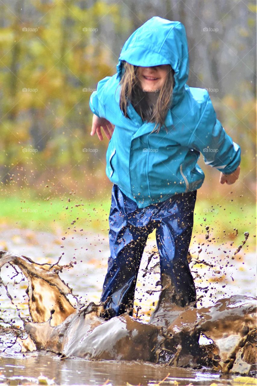 splashing in puddles