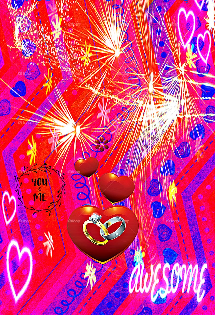 Color Love - a spectacular and colorful expression of Color Love with red and blue hearts