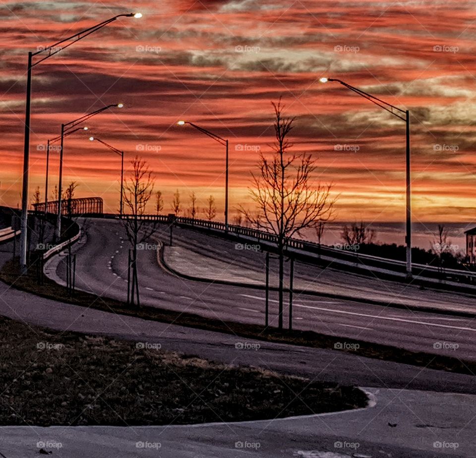 road sunset sunrise orange