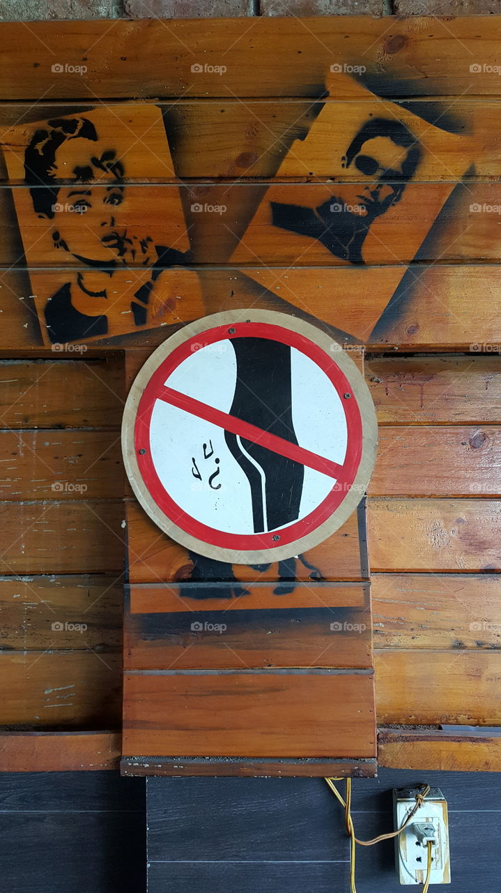 No Fart sign! 
I saw this when I enter the coffee inc.
So cool!
