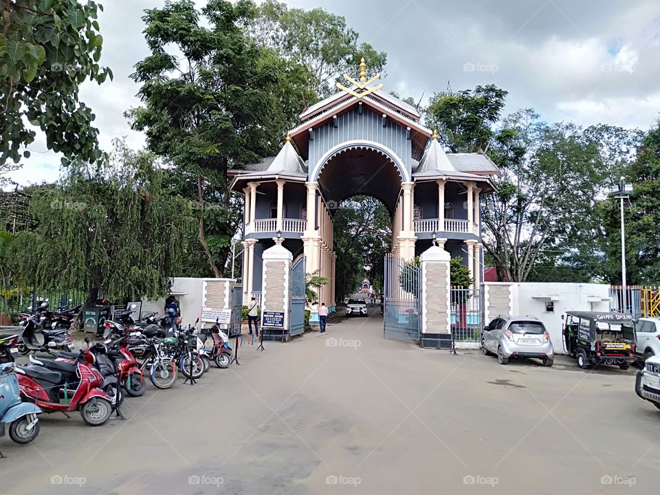 Kangla Gate, an ancient palace of the Meitei Kingdom, a tourist destination, in the heart of the Imphal City, the capital of Manipur, a state in India.