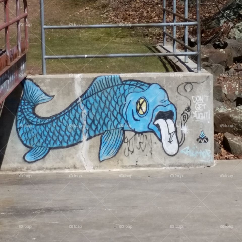 Graffiti Fish. Graffiti found while walking a trail in the woods