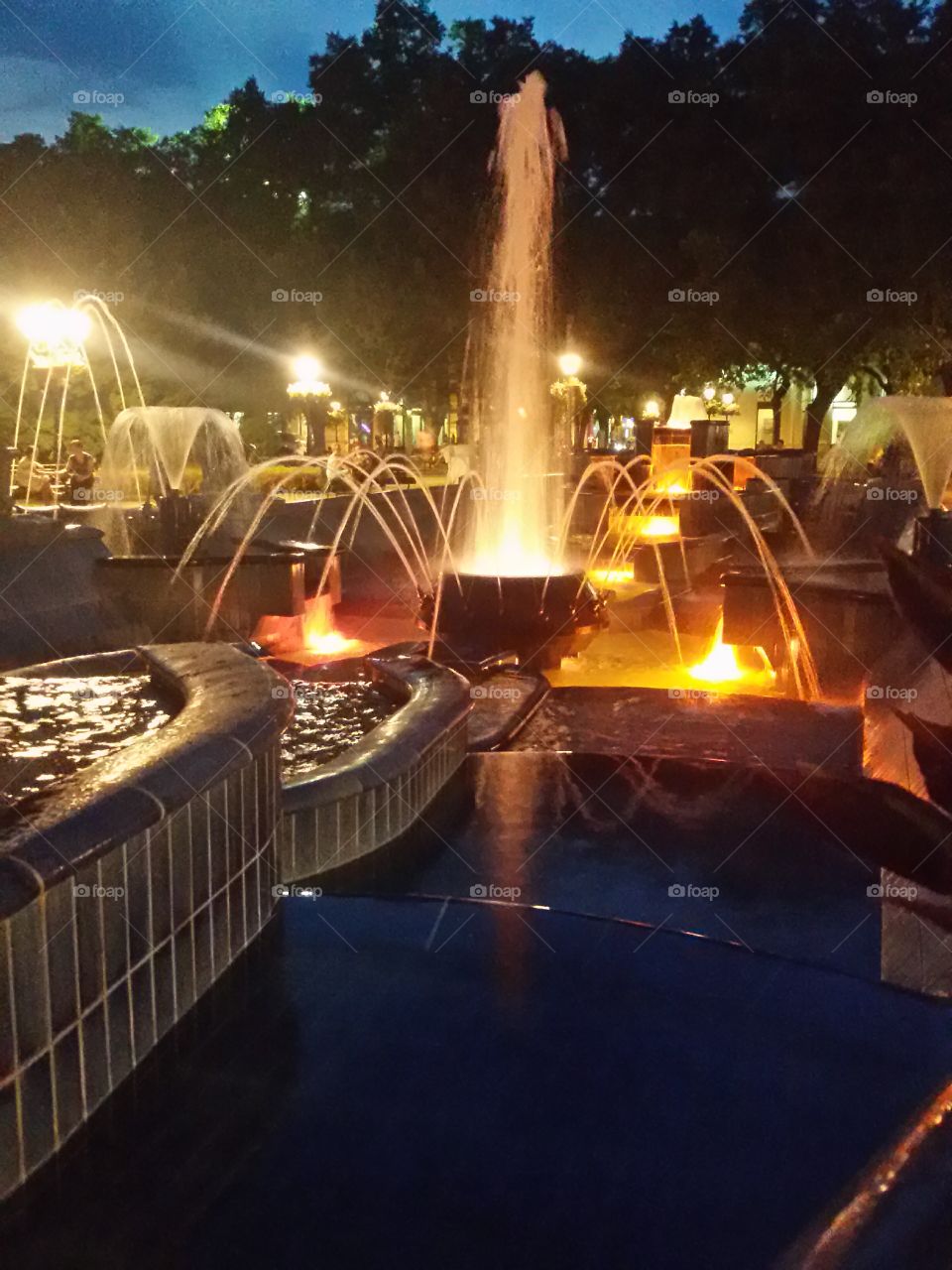 Big fountain in city center. Subotica, Serbia