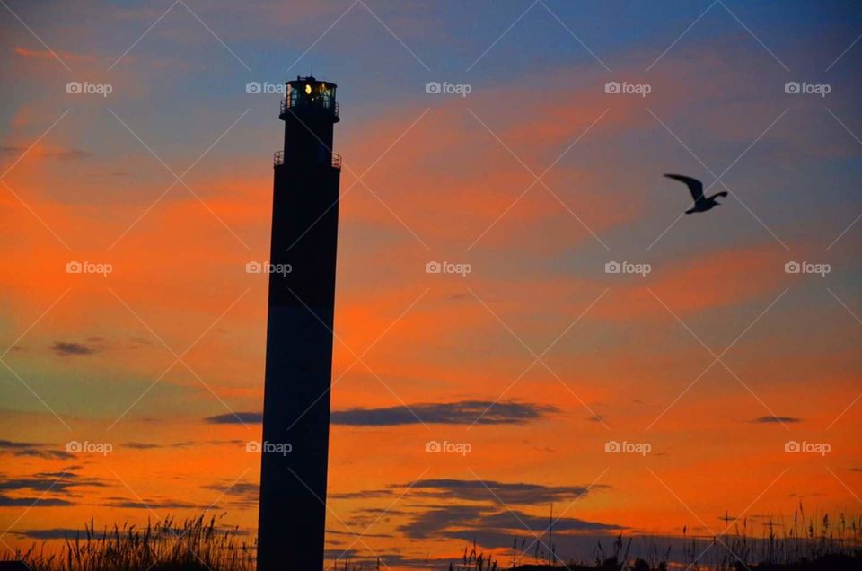 lighthouse at sunset